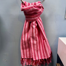 Load image into Gallery viewer, Pink and Red Striped Tea Towel