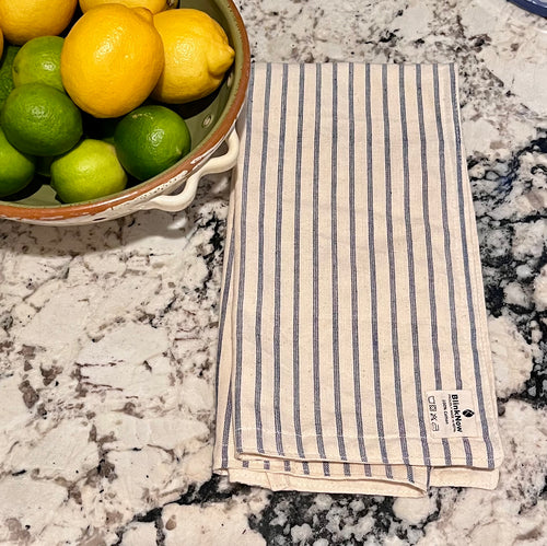 Blue and White Striped Tea Towel