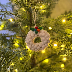 Felted Wool Wreath Ornament