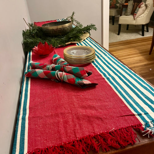 Red and Green Striped Runner