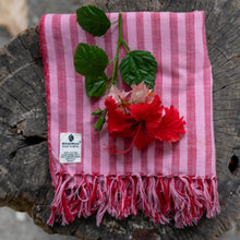 Load image into Gallery viewer, Pink and Red Striped Tea Towel