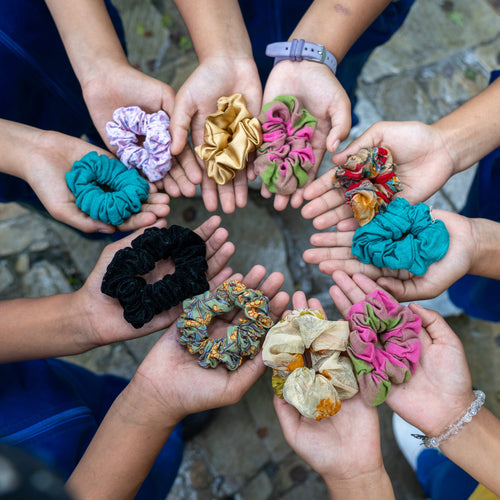 Colorful Recycled Sari Scrunchies